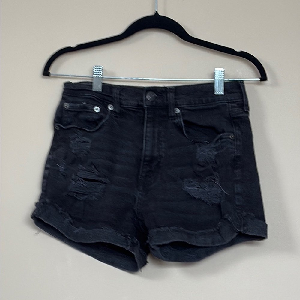 Black Distressed Women Shorts